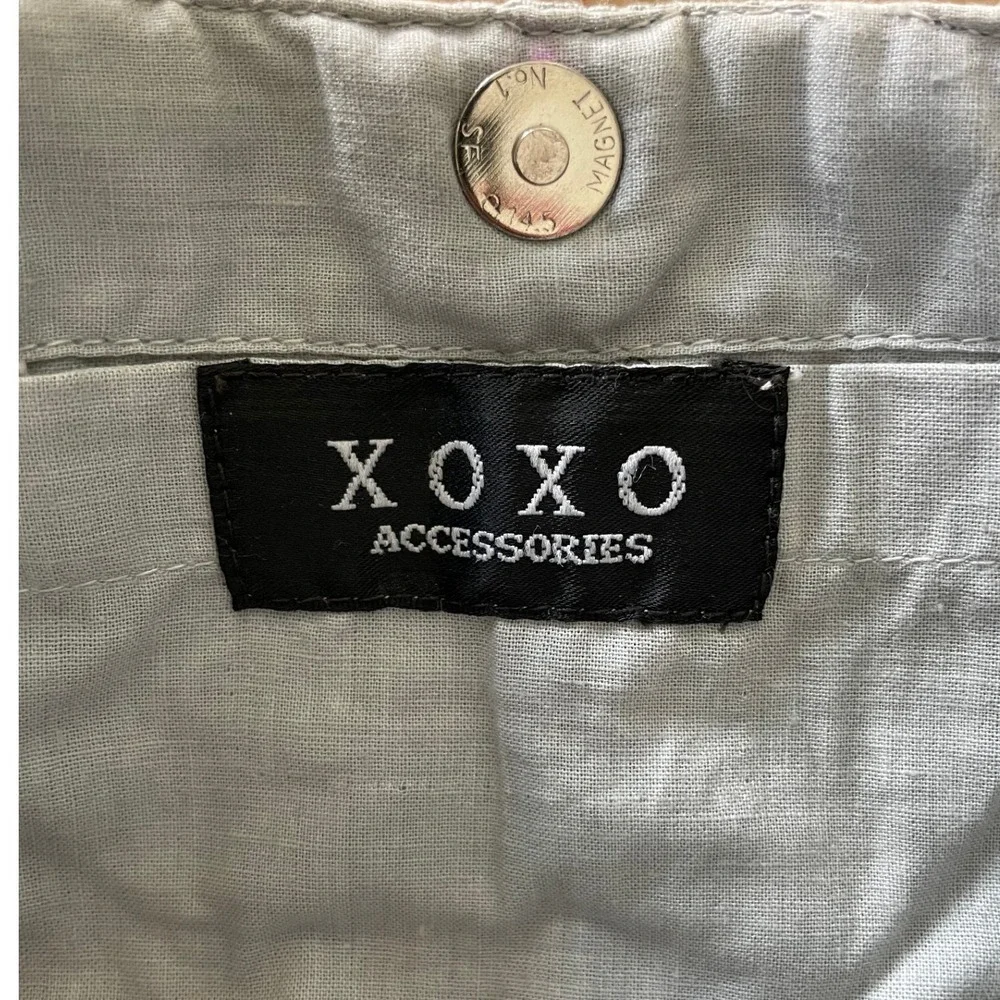 XOXO Vintage Y2K Boho Shisha Mirror Embellished Beaded Cotton Mini Tote Bag Gray - Picture 5 of 10